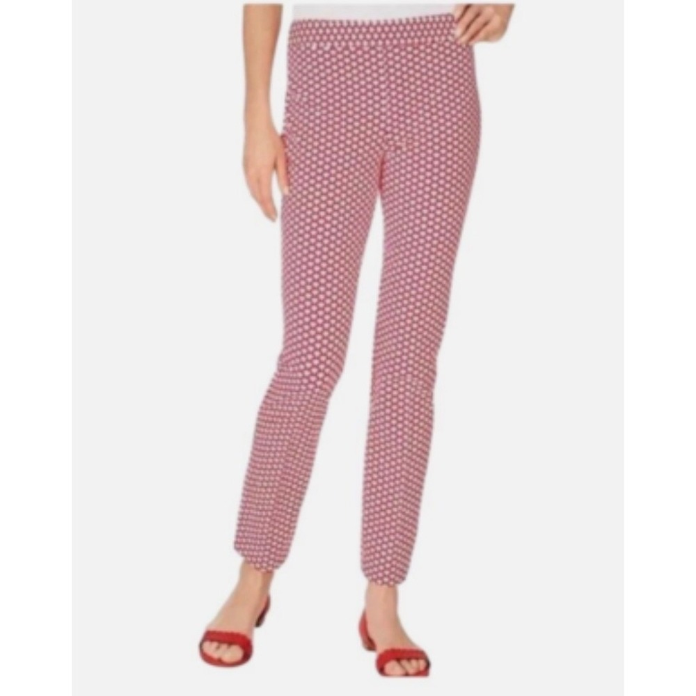 Talbots Chatham Ankle Pants 16P NWT Red White Geo Stretch MSRP $99 - Picture 2 of 8